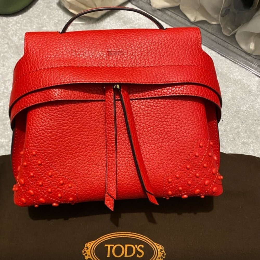 Tod’s Like New Red Leather Crossbody Bag